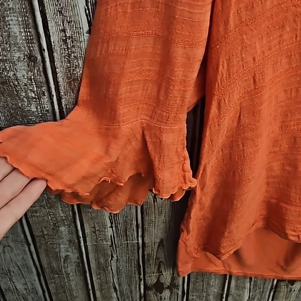 Dolan Tandy Ruffle Blouse Large - Picture 2 of 8